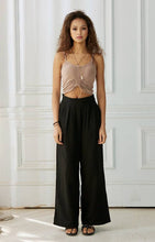 Black Cotton Smocked Wide Leg Pants