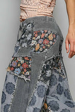 Black Jacquard Floral Twill Patch Waist Loop Jogger POL Pants