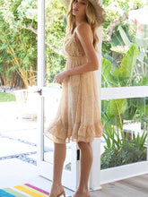 Honey Floral Adjustable Spaghetti Straps V Neck Mini Dress