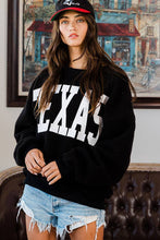 Black TEXAS Graphic Fuzzy Fleece Bucketlist Sweatshirt