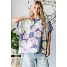 Navy Washed Floral Patchwork Oversized Oli+Hali Tee