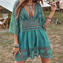 White Sexy Loose Beach Cover-Up Dress