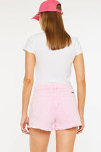 Pink High Rise Frayed Hem Denim Kancan Shorts