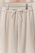 Beige Striped Wide-Leg Mello Pants with Lace Hem