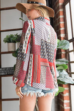 Mocha Coral Bandana Print Woven Long Sleeve Bucketlist Shirt: