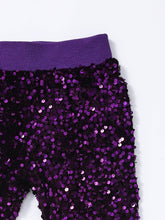 Girls Purple Sequin Flare Pants
