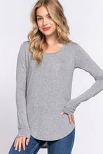 Heather Grey Long Sleeve Round Neck Rayon Spandex Jersey Top