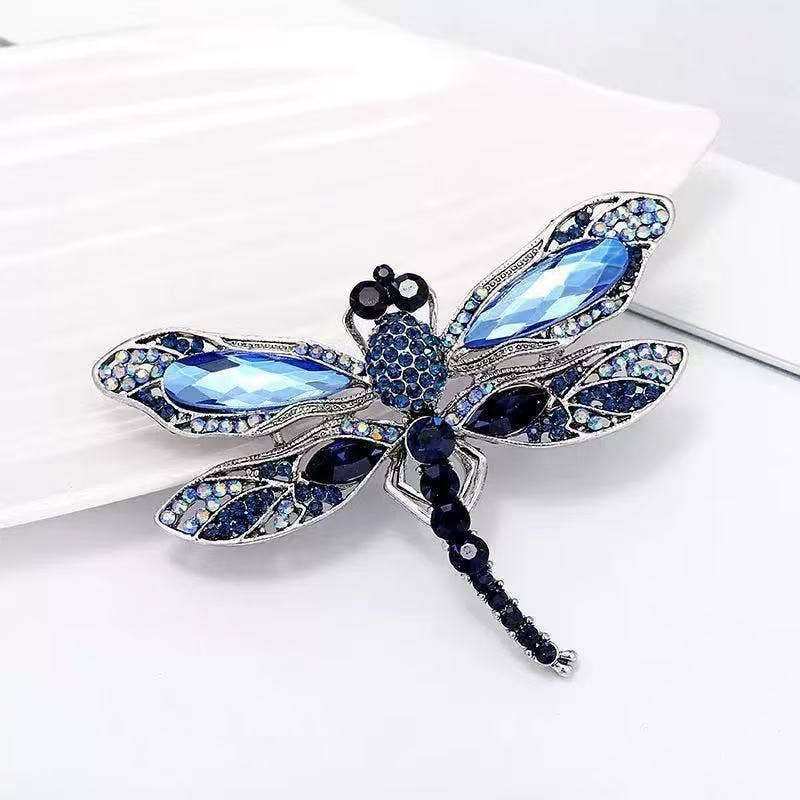 Blue Dragonfly  Alloy Rhinestone Brooch