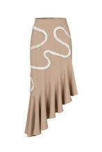 Beige Woven Skirt with Ruffle Detail