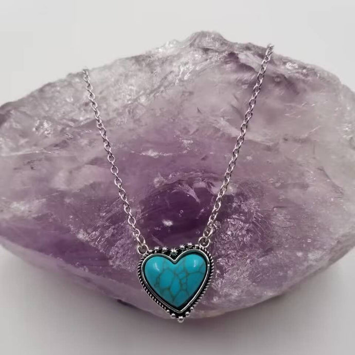 Marbled Turquoise Heart Necklace