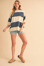 Pineapple Navy Polly Color Block Top