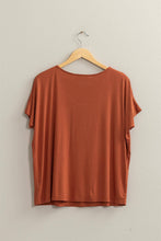 Baked Clay V Neck Dolman Short Sleeve Top