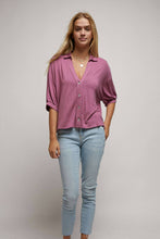 Mauve Button Down V Neck Crop Shirt