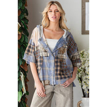 Pink Washed Plaid Mix Button Down Oli+Hali Hoodie