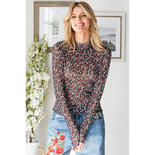 Black Floral Mesh Merrow Hem Knit Oli+Hali Top
