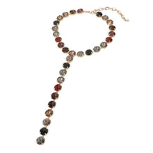 Y Shaped Round Crystal Drop Statement Necklace