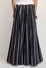 Black White Stripe Wide Leg Crop Pants