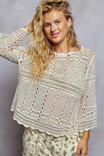 Natural Round neck long sleeve crochet loop patterns regular fit POL top