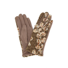 Black Rosette Embroidered Knit Touchscreen Gloves