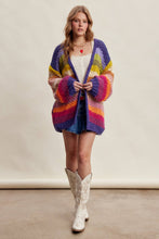 Rainbow Hand-Crochet Open Cardigan