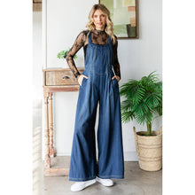 Medium Pleated Denim Overall with Pockets