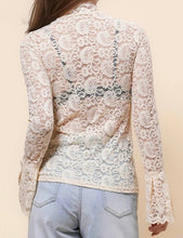 Beige See Sheer Lace Blouse Layering Top