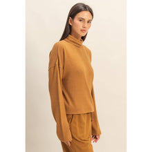 Pale Brown Drop Shoulders Turtleneck Top