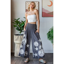 Charcoal Washed Smocked Peace And Star Patchowork Oli+Hali Pants