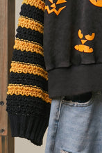 Black Colorblock with Striped Sleeves Top