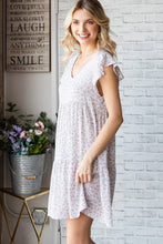 Lavender Floral Flutter Sleeve Mini Dress