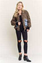 Brown Leopard Jacket with denim pockets