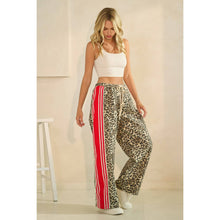 Leopard Sport Striped Wide Legged Veveret Pants