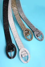 Silver Faux Leather Glitter Belt