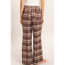 Brown Plaid Wide-Leg Pants