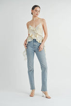 Gold Metallic Asymmetrical Ruffle Cami Top
