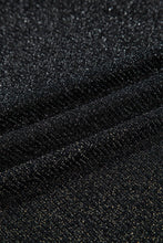 Black Metallic Glitter Mesh Long Sleeve Top