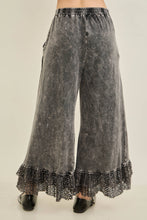 Ashed Black Mineral Washed Lace Ruffles Cropped J.Her Pants