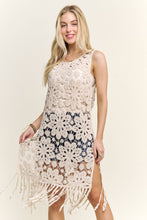 Beige Sleeveless Crochet Cover-Up Tunic