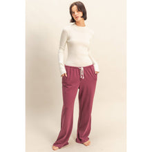 Dark Cherry Mineral Washed Drawstring Waist Relaxed Pants