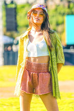 Blue High-Waist Washed Twill Shorts