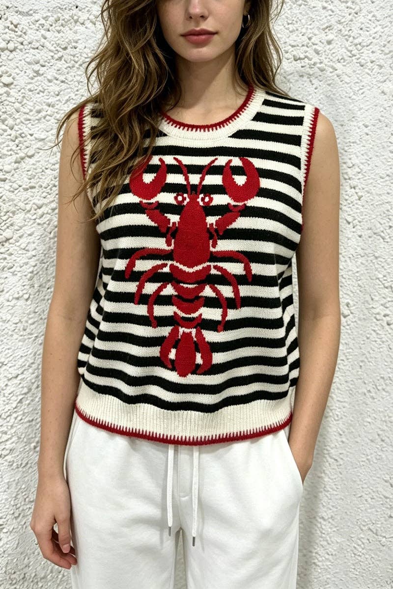Black Lobster Graphic Sleeveless Vest