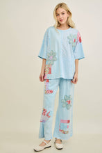 Baby Blue Mineral Washed Floral patchwork eyelet detail J.Her Blouse
