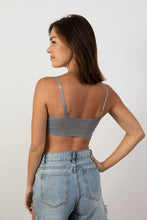 Grey Ultra Soft Lace Trim Ribbed Padded Seamless Bralette