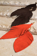 Black Genuine Leather Leaf Earrings