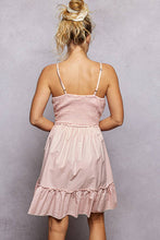 Pink V-Neck Sleeveless Cotton POL Dress with Eyelet Detail Smocked Waist