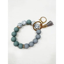 Taupe Leo Beaded Keychain Wristlet Key Ring Bracelet