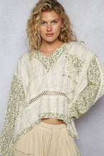 Violet Multi Vintage v-neck long sleeve floral print woven POL top