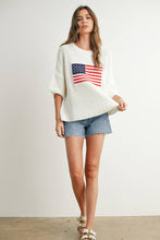 Ivory Multi Flag Print Knit Sweater