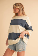 Pineapple Navy Polly Color Block Top