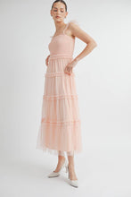 Pink Romantic Tiered Tulle Smocked Maxi Dress